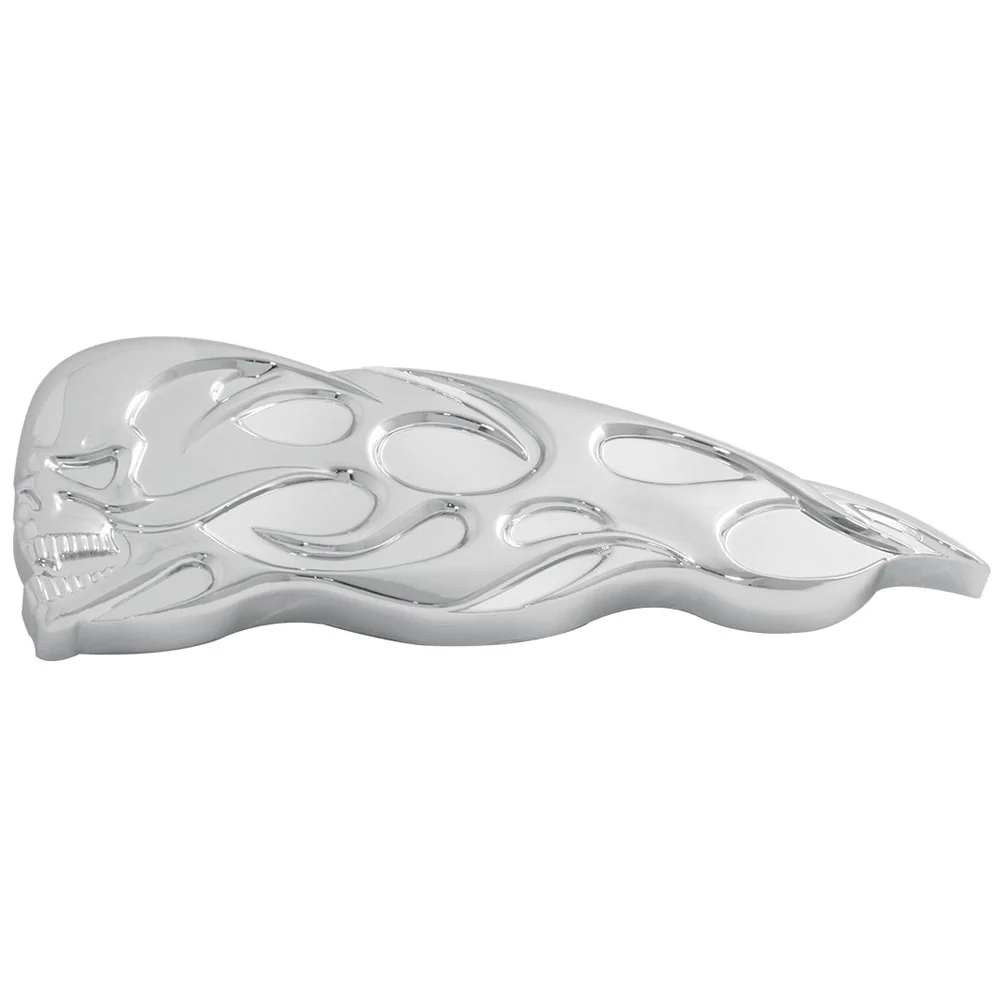 3D RH Chrome Large Flamed Skull Accent Stud Mount - Image 2