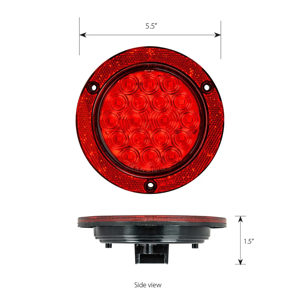 4" 18 LED Flange Mount Light with Red Reflector Ring - Image 5