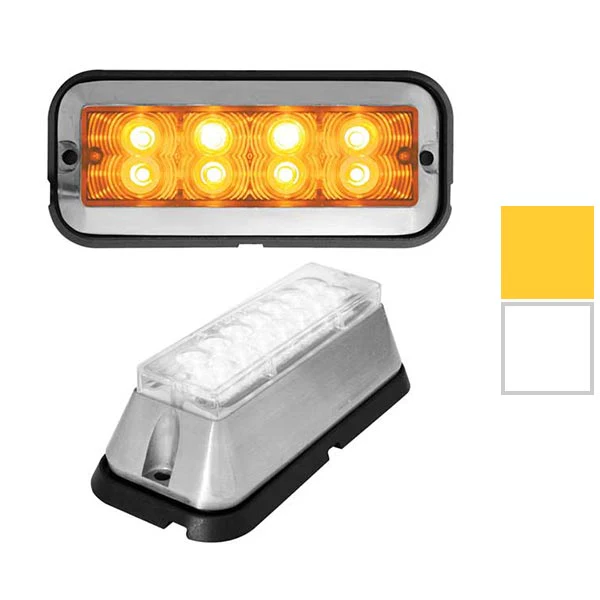 4" Amber 8 LED Rectangular Strobe Light