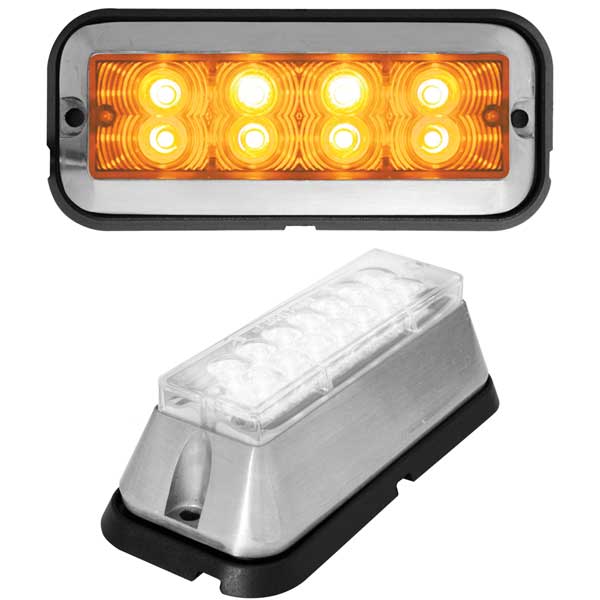 4" Amber 8 LED Rectangular Strobe Light - Image 2