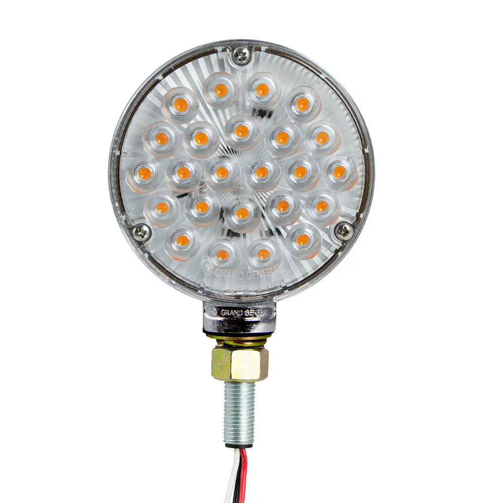 4" Amber/Red Clear Lens Double Face High Power Pearl LED Pedestal Light - Image 3