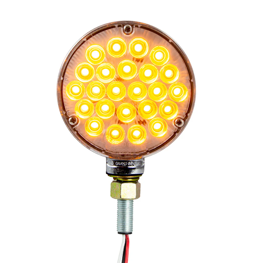 4" Amber/Red Clear Lens Double Face High Power Pearl LED Pedestal Light - Image 4