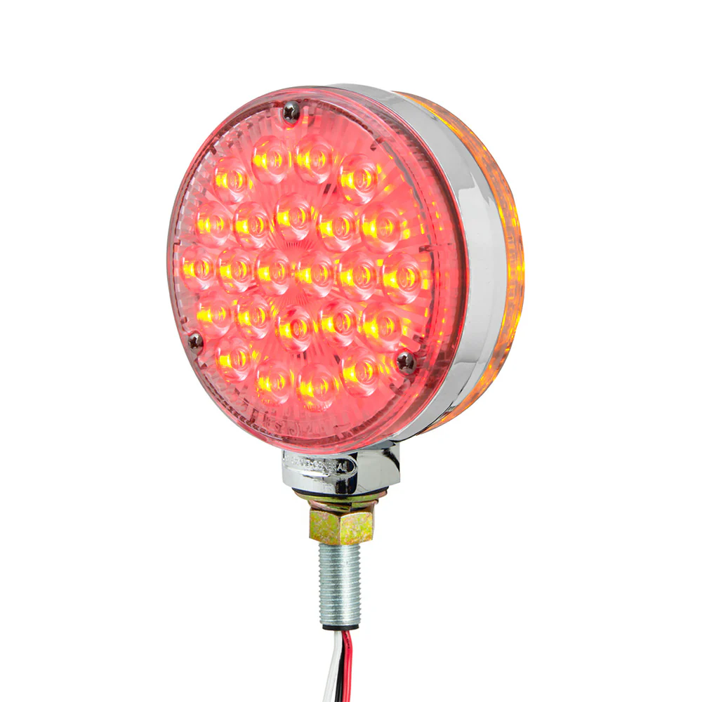 4" Amber/Red Clear Lens Double Face High Power Pearl LED Pedestal Light - Image 7