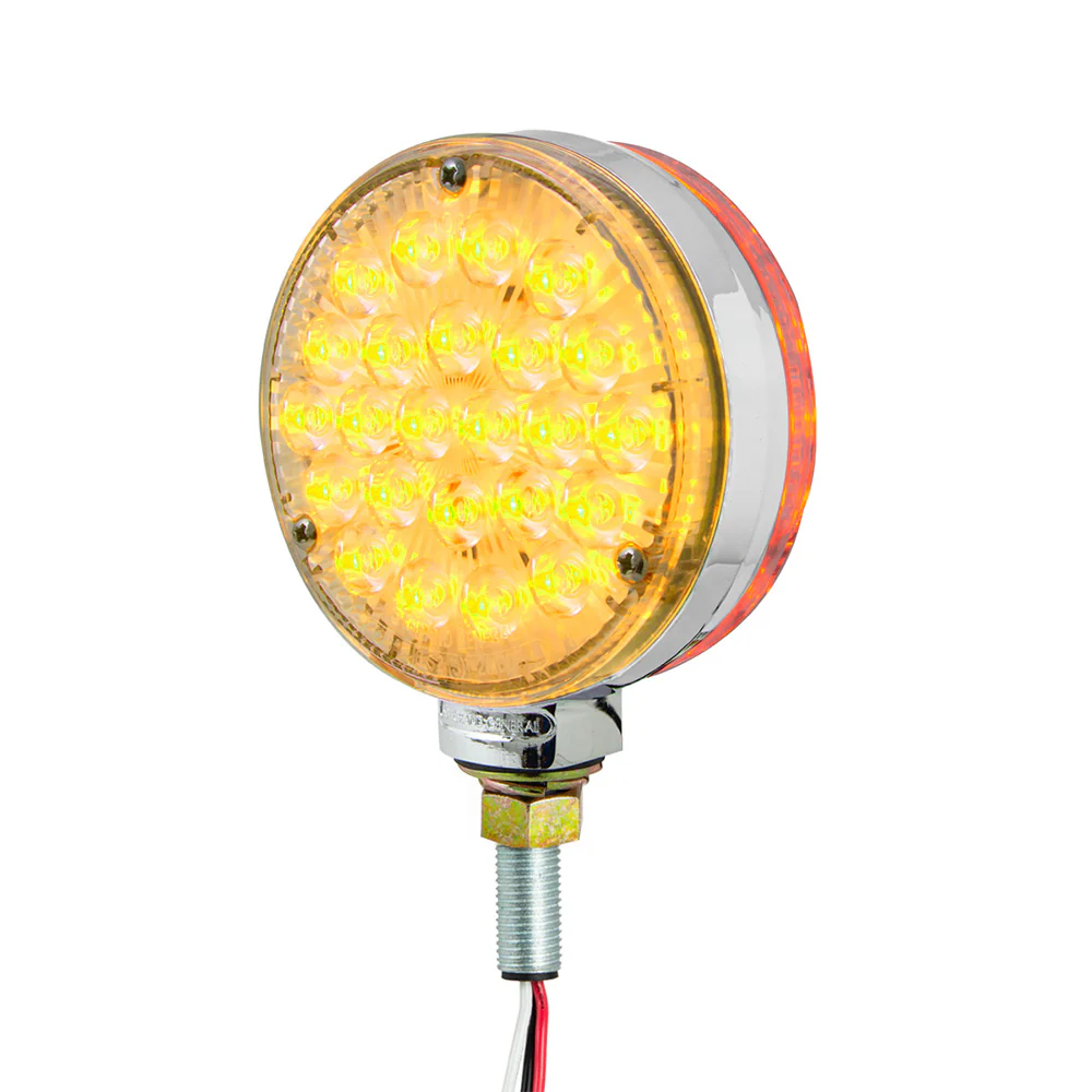 4" Amber/Red Clear Lens Double Face High Power Pearl LED Pedestal Light - Image 8