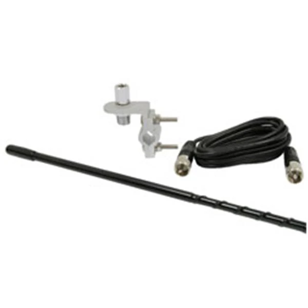 4' Black Fiberglass Mirror Mount Antenna Kit