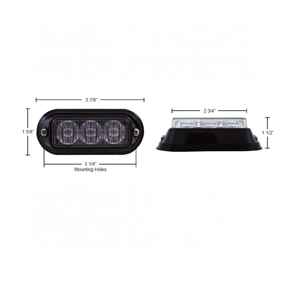 4" Mini 3 Red LED Warning Light with Clear Lens - Image 7