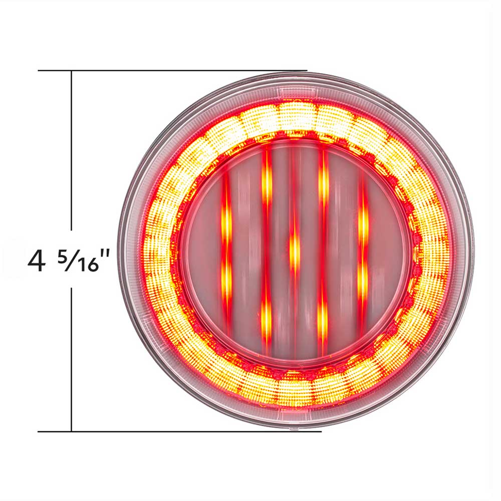 4" Round 33 Red LED Lumos X-Series Stop, Turn and Tail Light with Clear Lens - Image 2