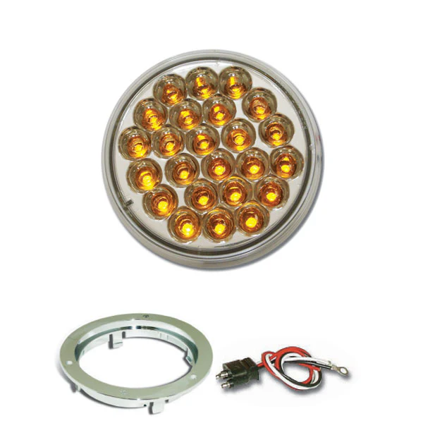 4" Round Pearl LED Light with Chrome Bezel & Pigtail - Image 2