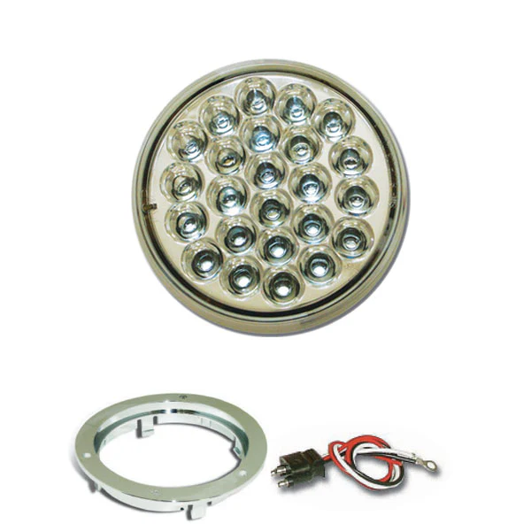4" Round Pearl LED Light with Chrome Bezel & Pigtail - Image 3