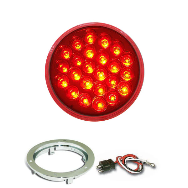 4" Round Pearl LED Light with Chrome Bezel & Pigtail - Image 4