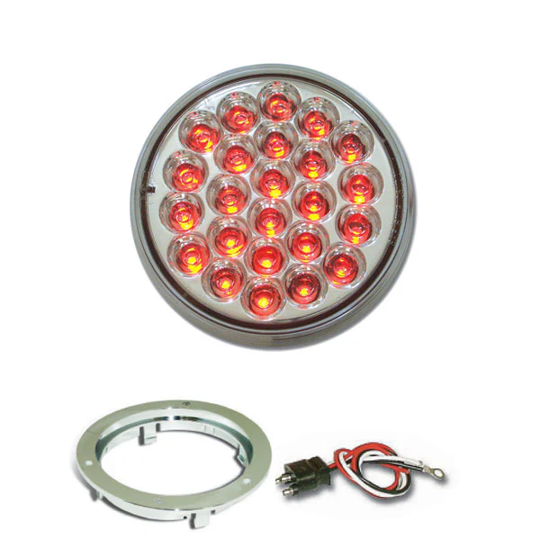 4" Round Pearl LED Light with Chrome Bezel & Pigtail - Image 5