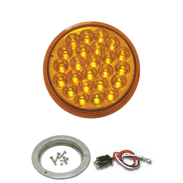 4" Round Pearl LED Light with Stainless Steel Flange & Pigtail - Image 2