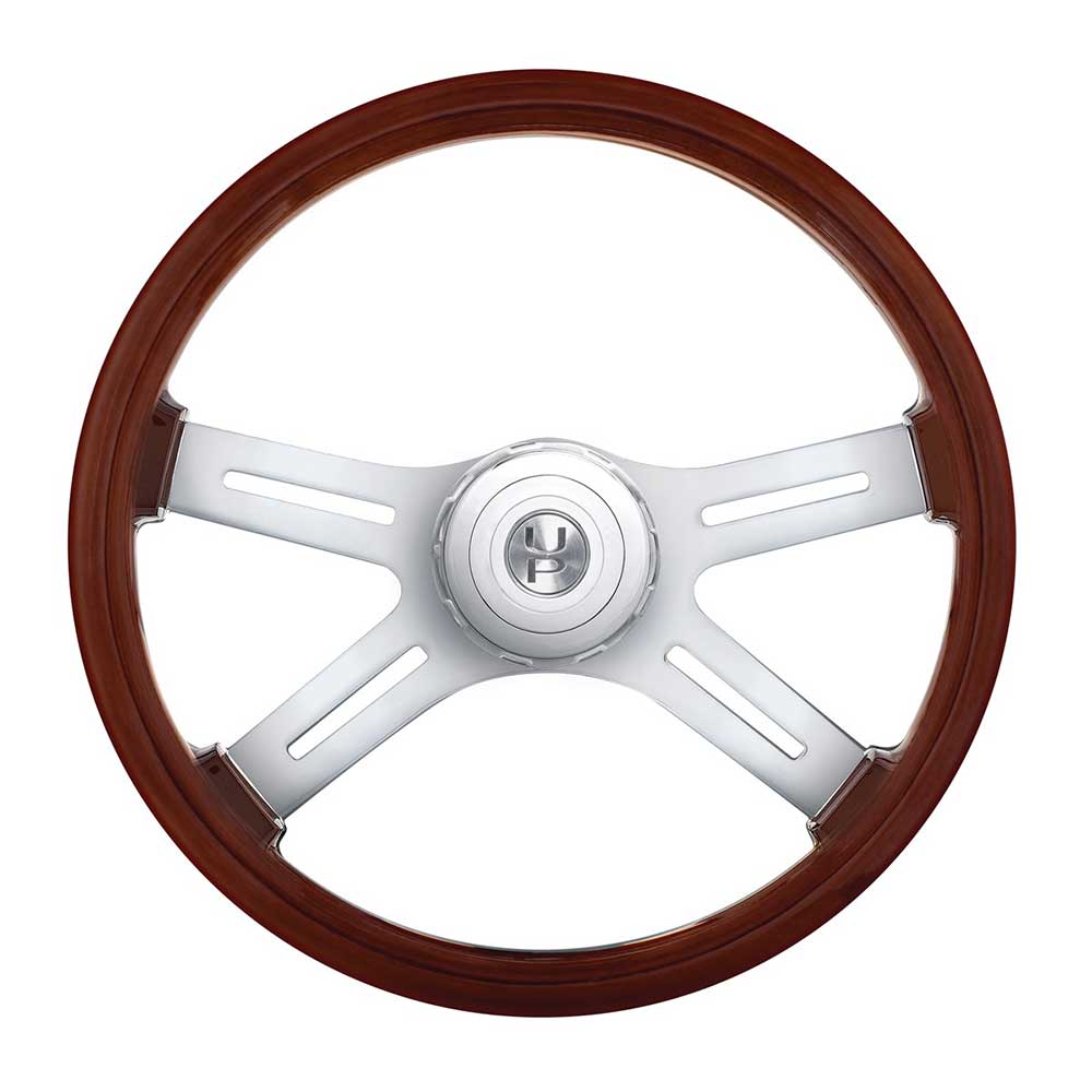 4 Spoke 18" Wood Steering Wheel with Hub For Peterbilt, Kenworth