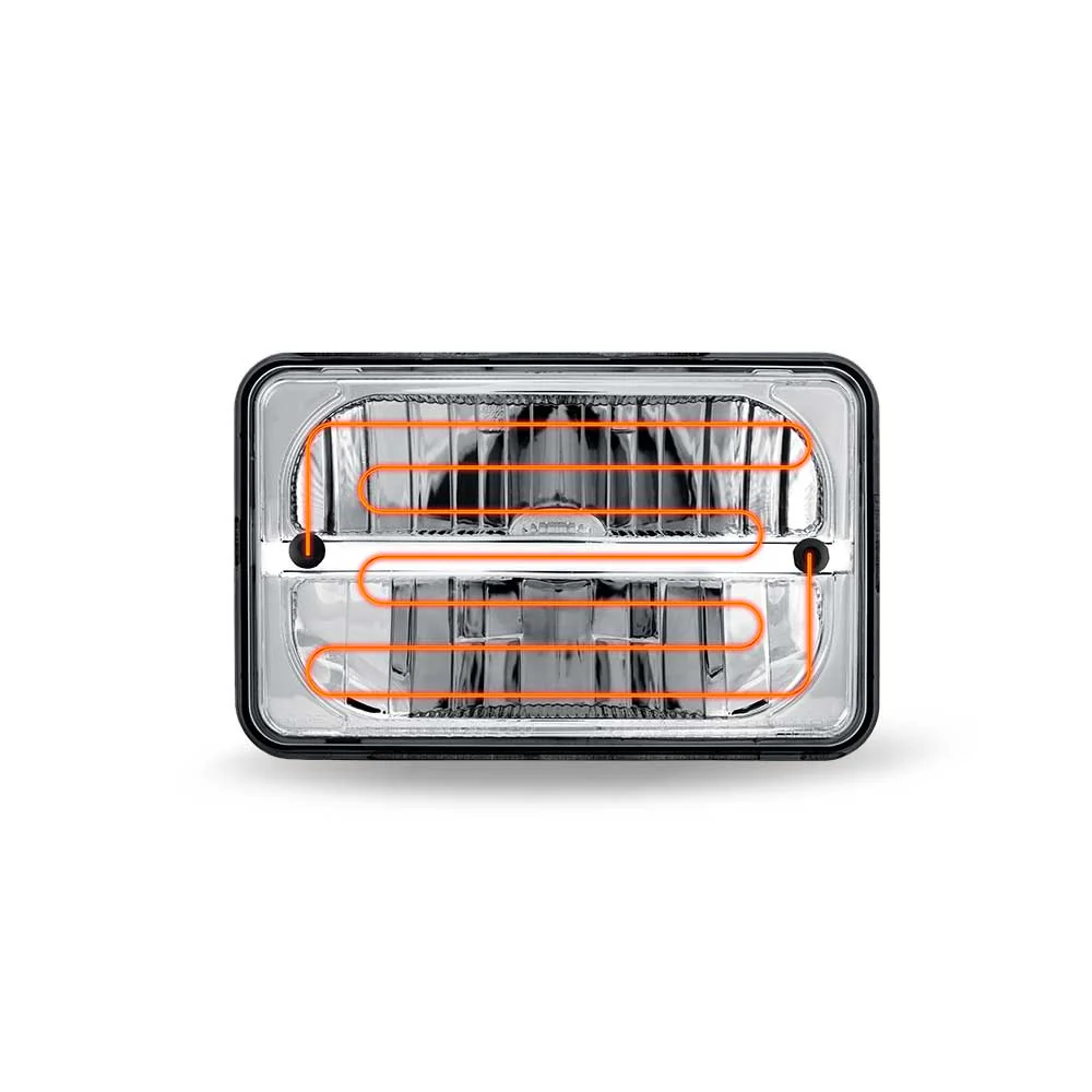 4" x 6" Heated LED High Beam Reflector Head Light with White Glow Accent