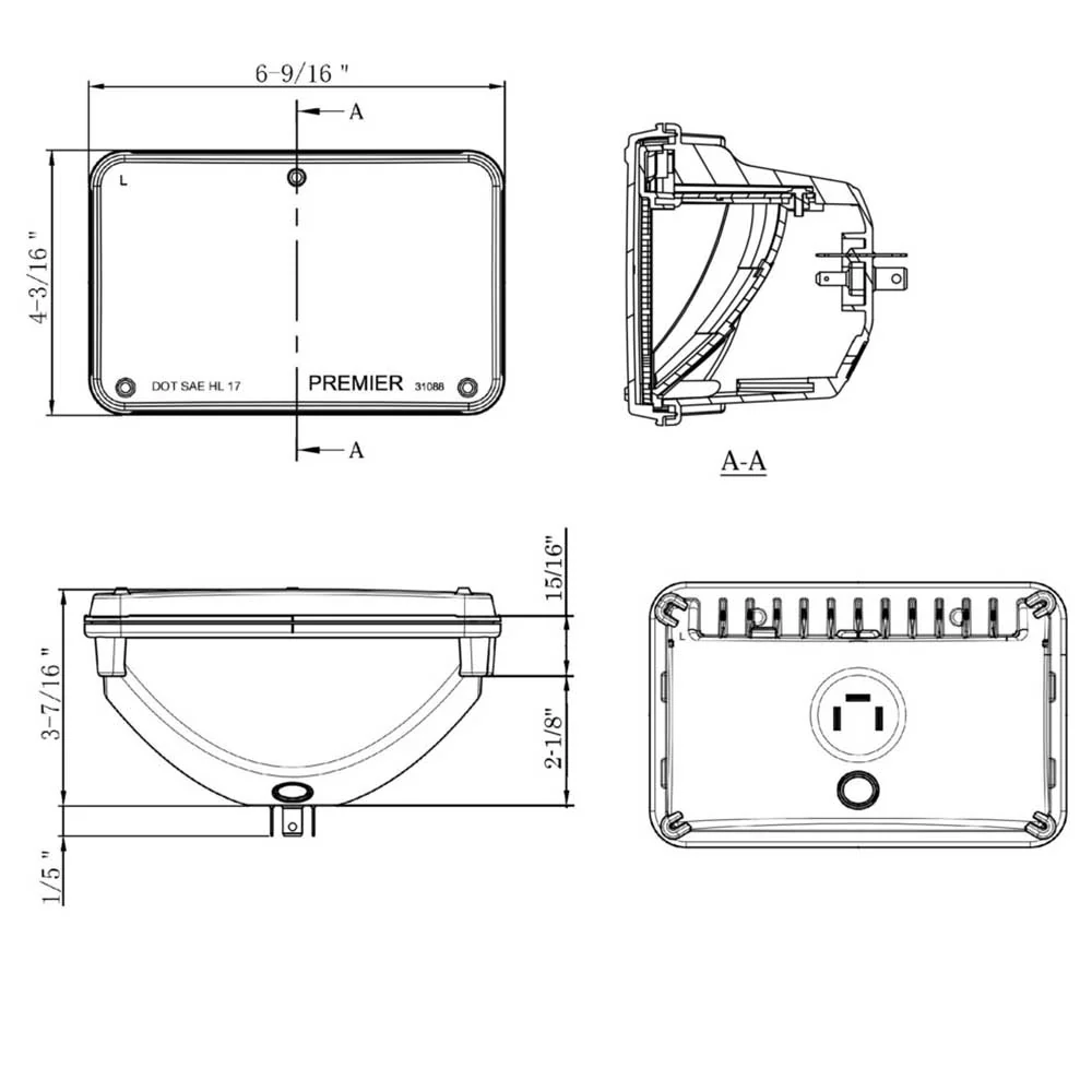 4" x 6" Ultralit LED High Beam Headlight w/ Polycarbonate Lens & Housing - Image 6