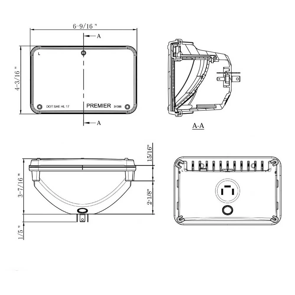 4" x 6" Ultralit LED Low Beam Headlight w/ Polycarbonate Lens & Housing - Image 8