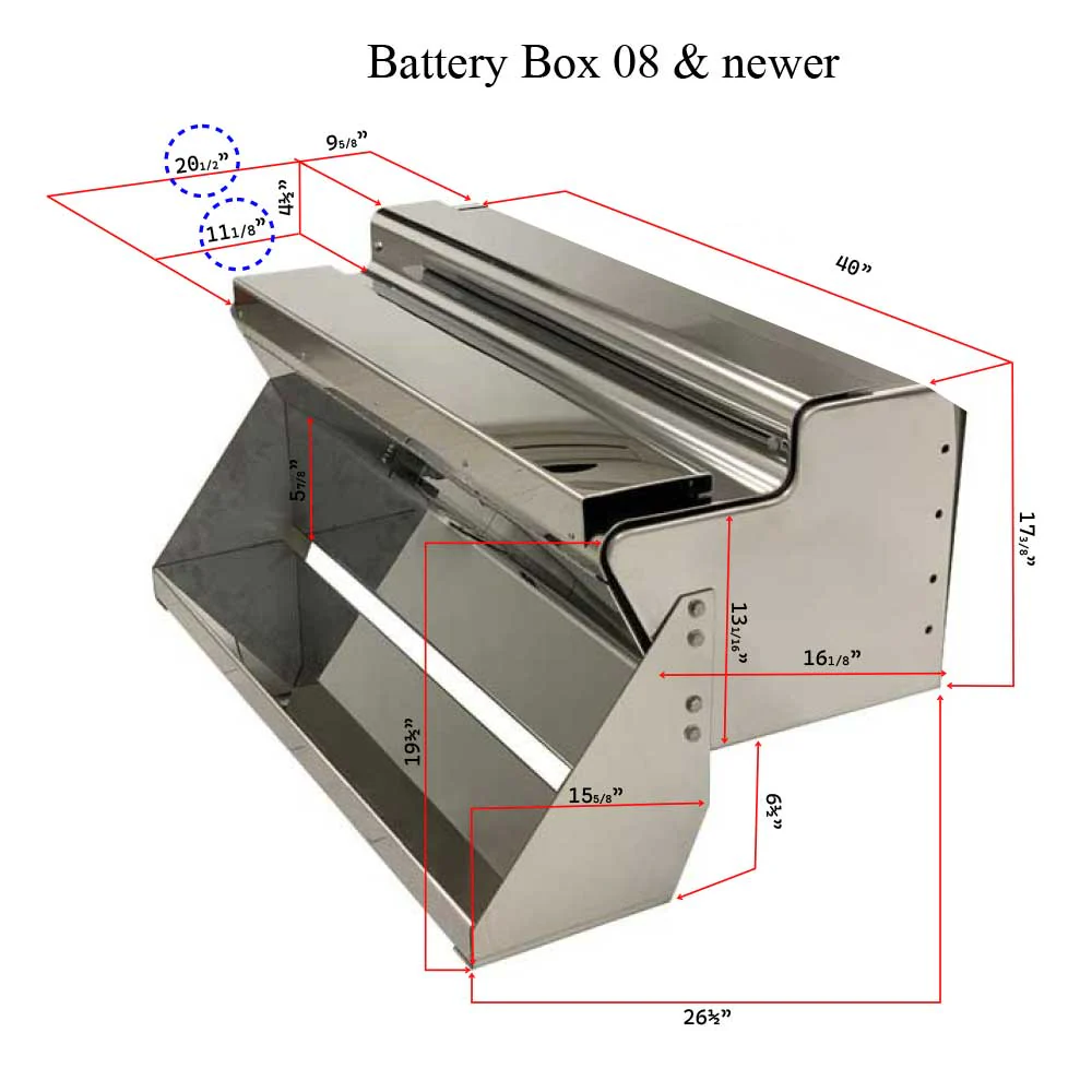 40" x 26-1/2" x 17-3/8" SS Battery Box 2008-24 KW T600, T660, T800, W900, W990 - Image 2