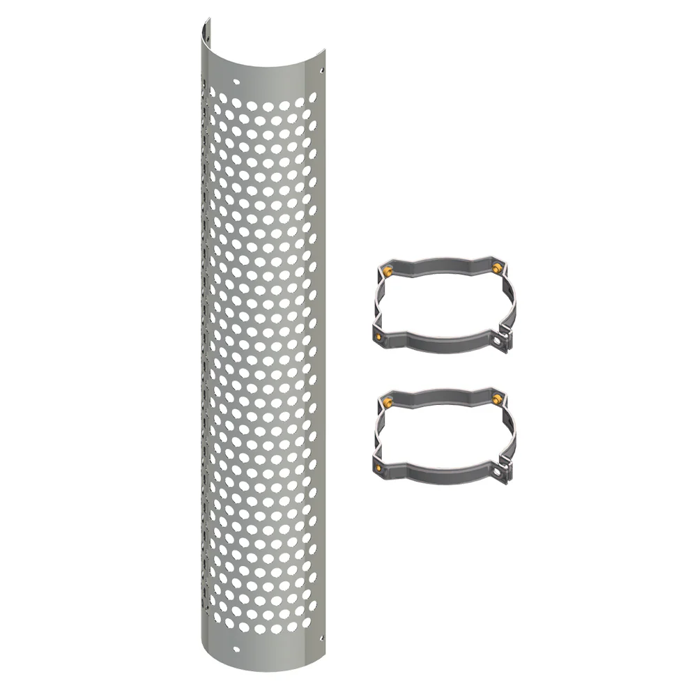 48" Stainless Heatshield with Circle Cutouts, Two Clamps - Image 5