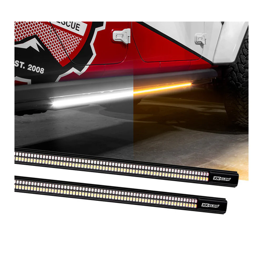 48" White and Amber LED Running Board Light Bar with Turn Signal Function - Image 3