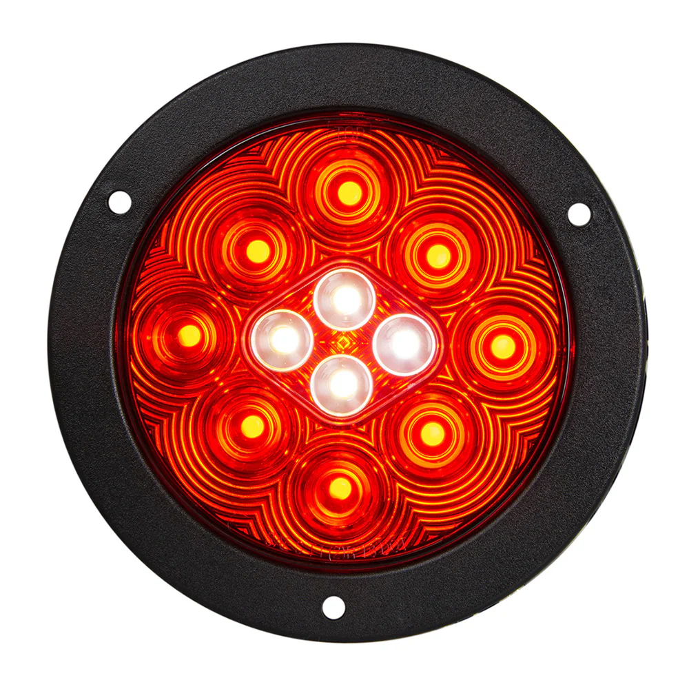 4" LED Red/White Flange Mount Combo Tail and Back-up Light with 4-pin Weather Pack Plug