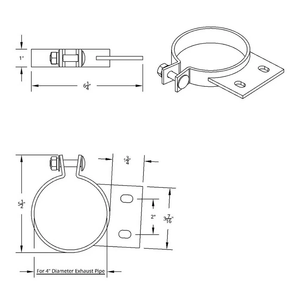 4"D x 1"W Peterbilt Stainless Steel Exhaust Clamp - Image 3