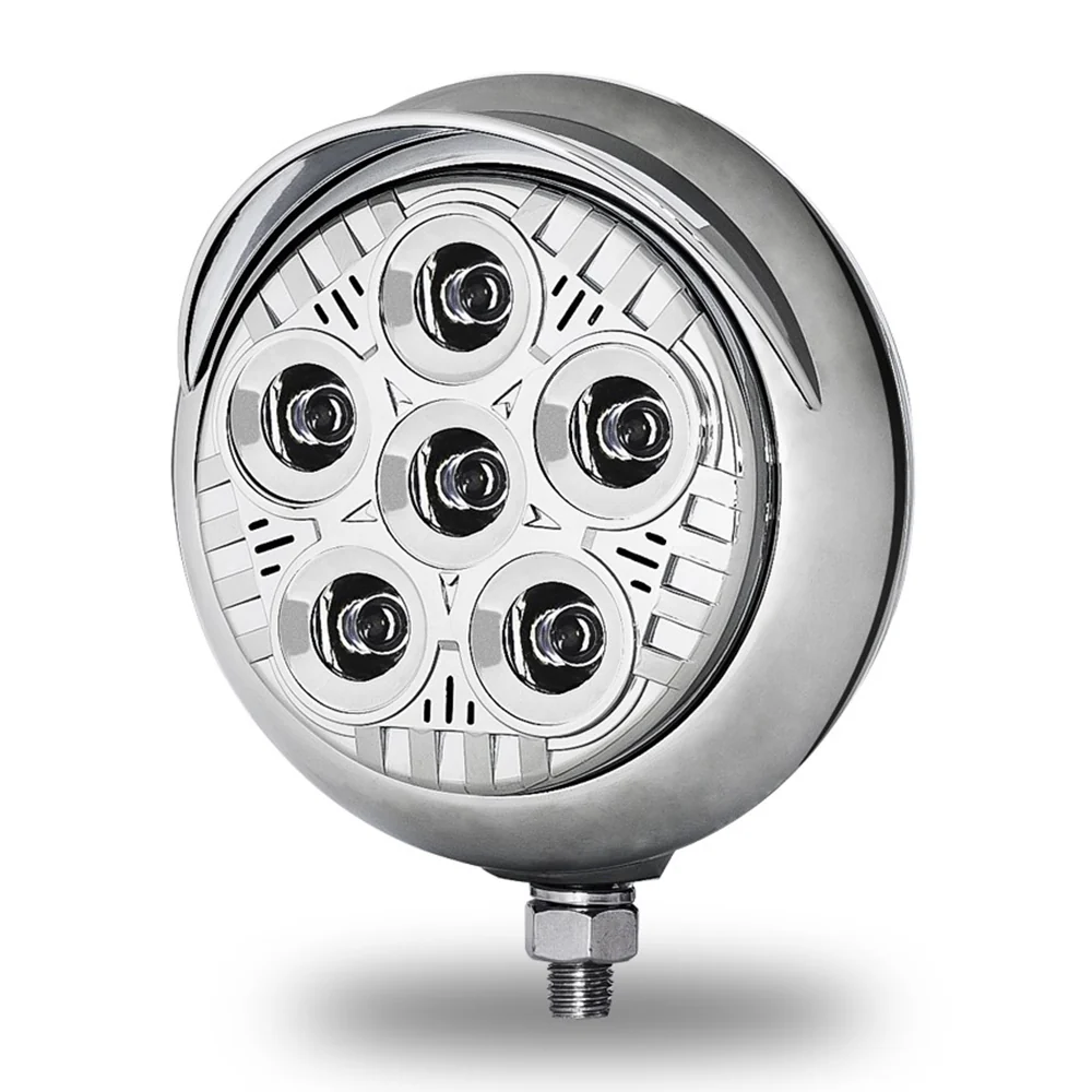 5" 6 LED Chrome/Black Work Light with Visor and Heatsink Technology