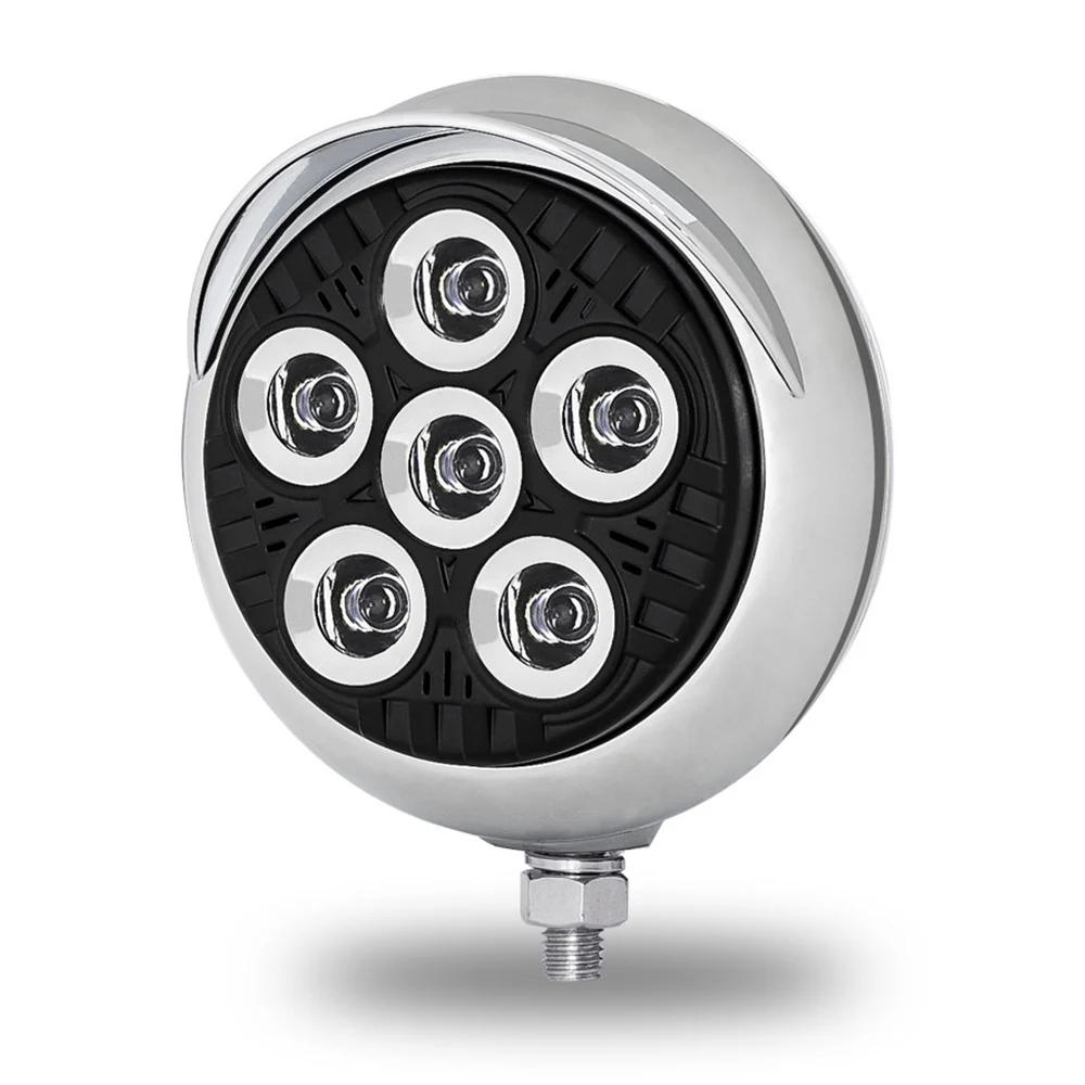 5" 6 LED Chrome/Black Work Light with Visor and Heatsink Technology - Image 3