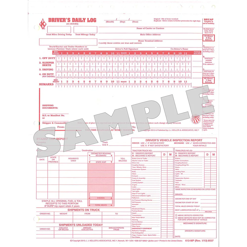 5-in-1 Loose-Leaf Driver's Daily Log (Carbonless) - Image 2