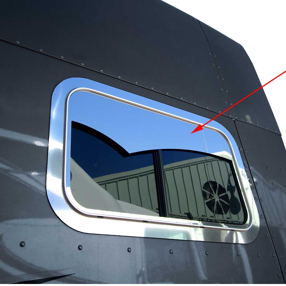 5" to 8" SS Peterbilt 70" Sleeper Window Peak Chop Top and Surround Inner Trim