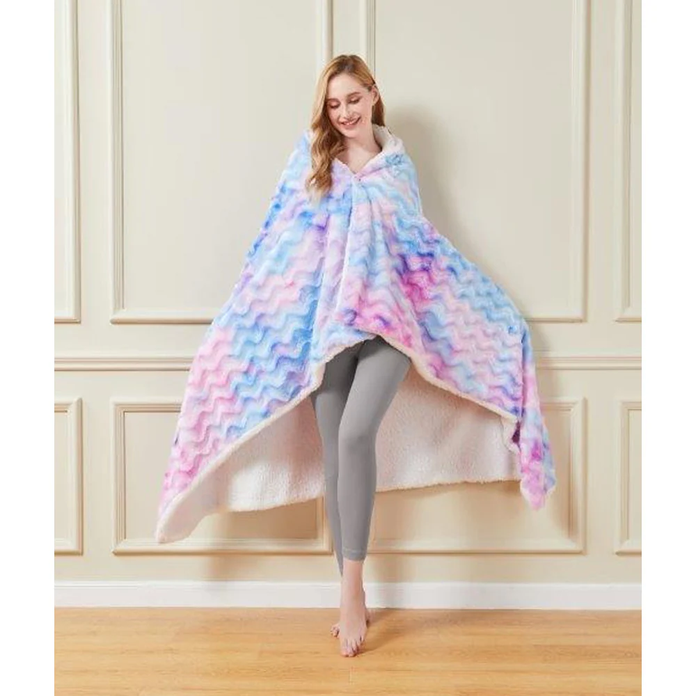 50" x 70" Hooded Sherpa Galaxy Wearable Throw
