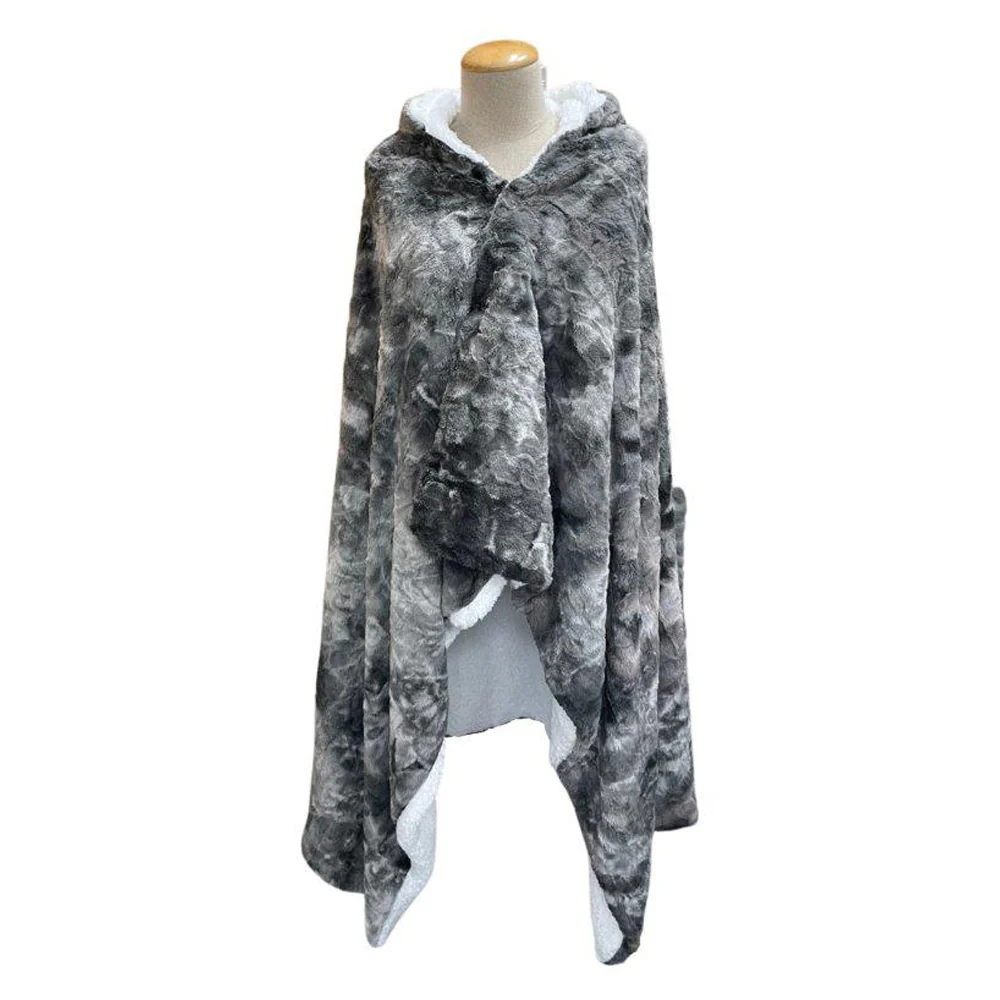 50" x 70" Hooded Sherpa River Rock Wearable Throw