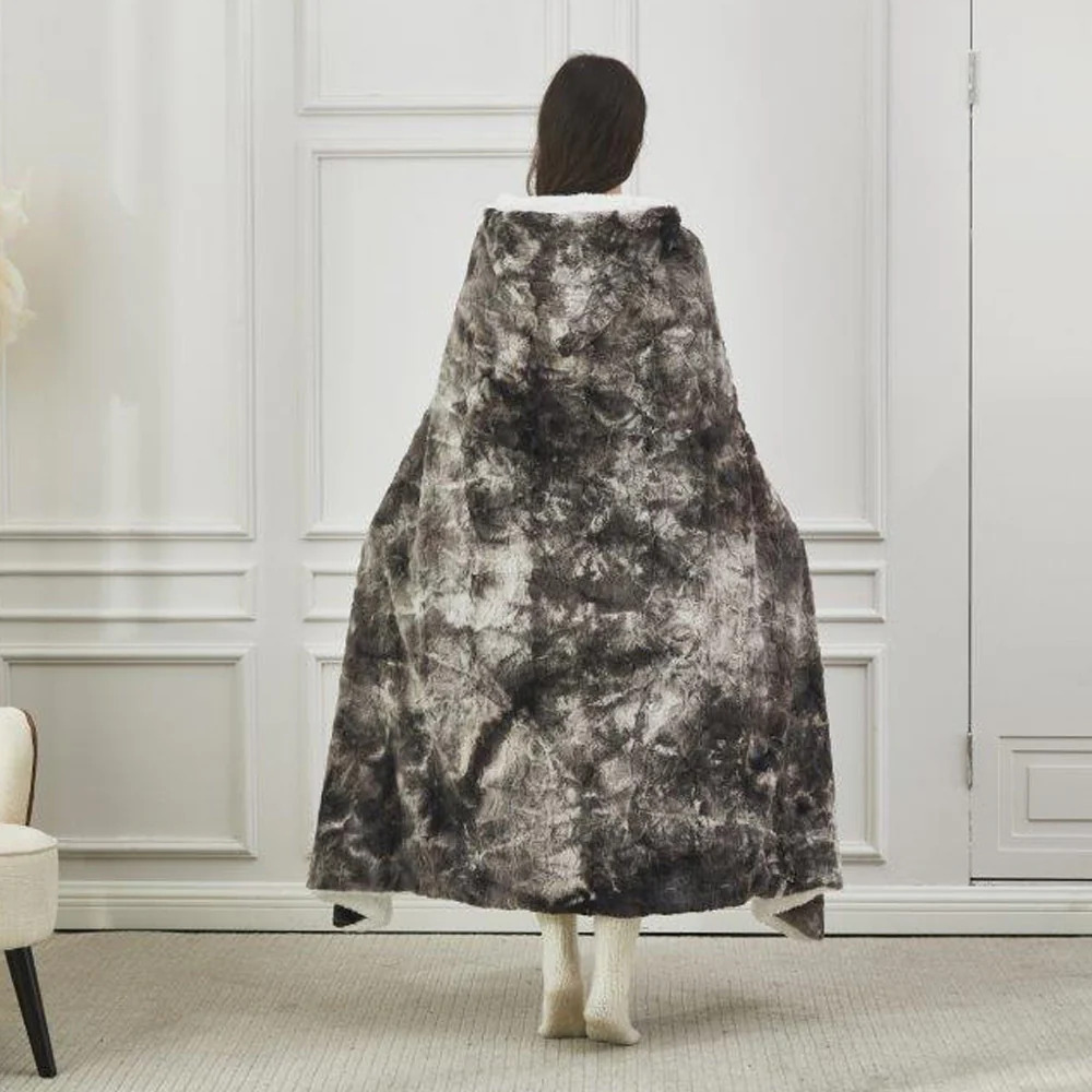 50" x 70" Hooded Sherpa River Rock Wearable Throw - Image 3