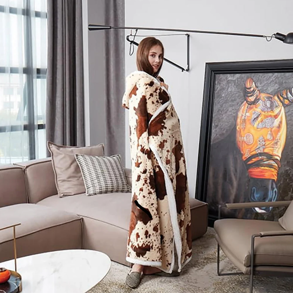 50" x 70" Hooded Sherpa Rodeo Wearable Throw