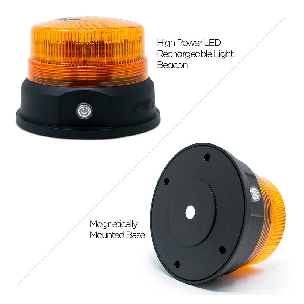 5"D High Power 24 Amber LED Magnet Mounted and Battery Operated Rechargeable Light Beacon - Image 4