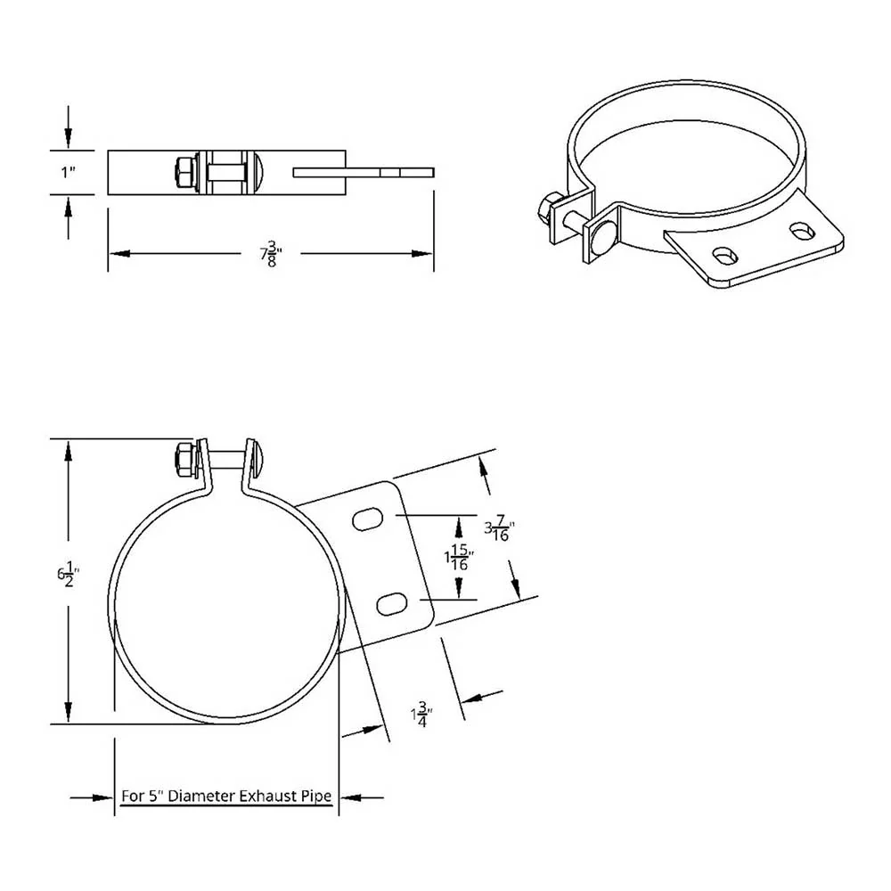 5"D x 1"W Peterbilt Stainless Steel Exhaust Clamp - Image 3