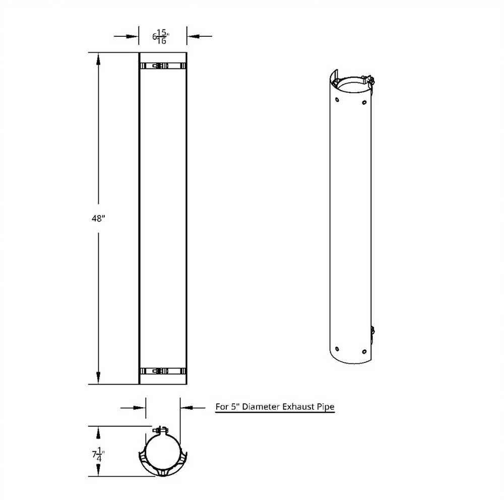 5"D x 48"L 180 Degree Stainless Steel Muffler Guard - Image 2