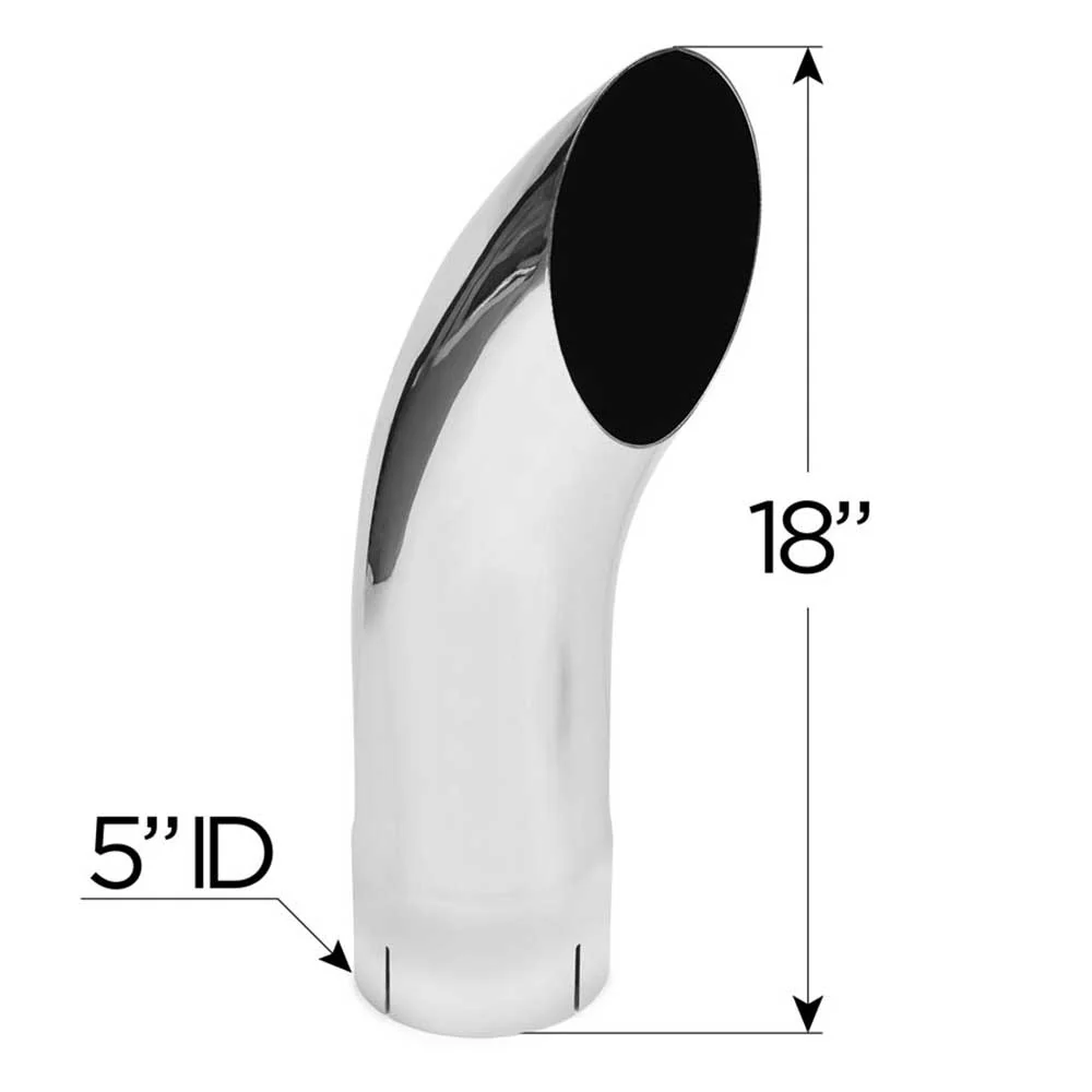 5"ID x 18"L Chrome Curved Top Stack with Expanded End - Image 2