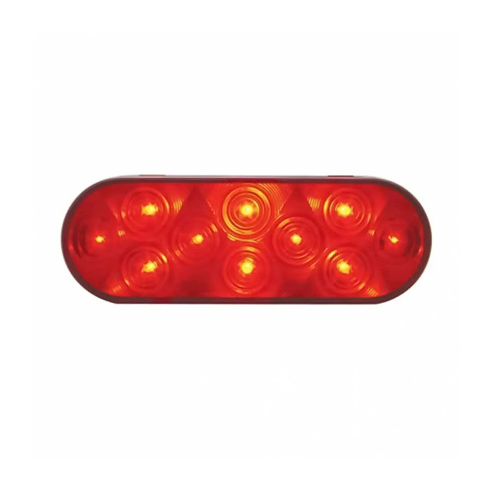 6-1/2" Red 10 LED Oval with 3 Contact Female Plug