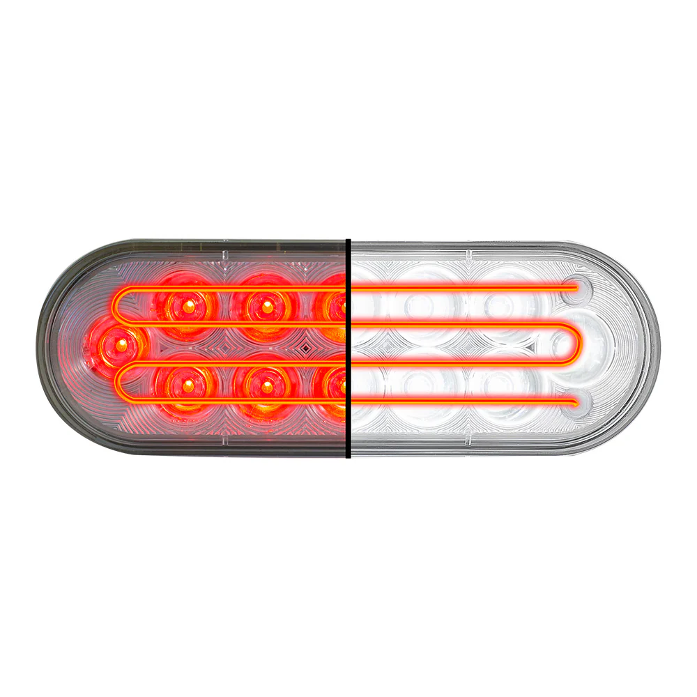 6" 12 LED Heated Oval Red Stop, Turn and Tail to Back Up Light