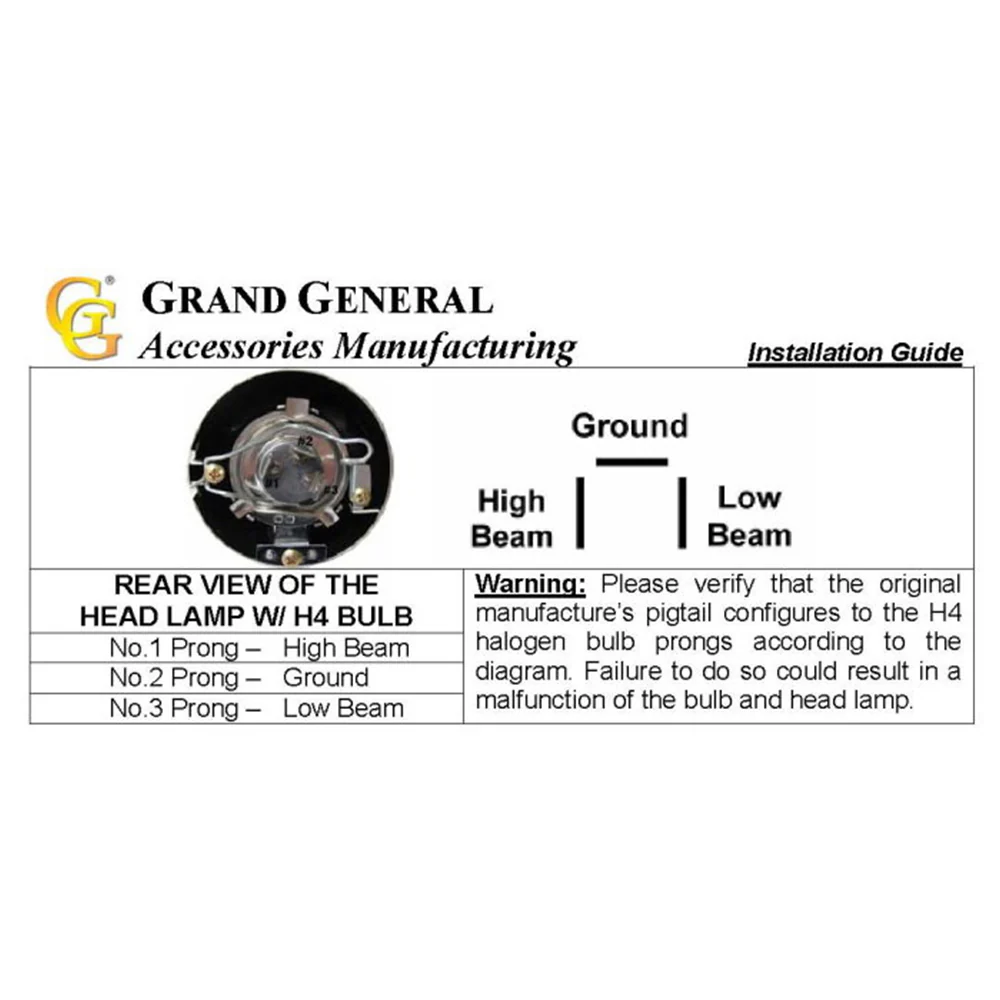 6.5" x 4" Halogen Headlamp with H4 Bulb - Image 3