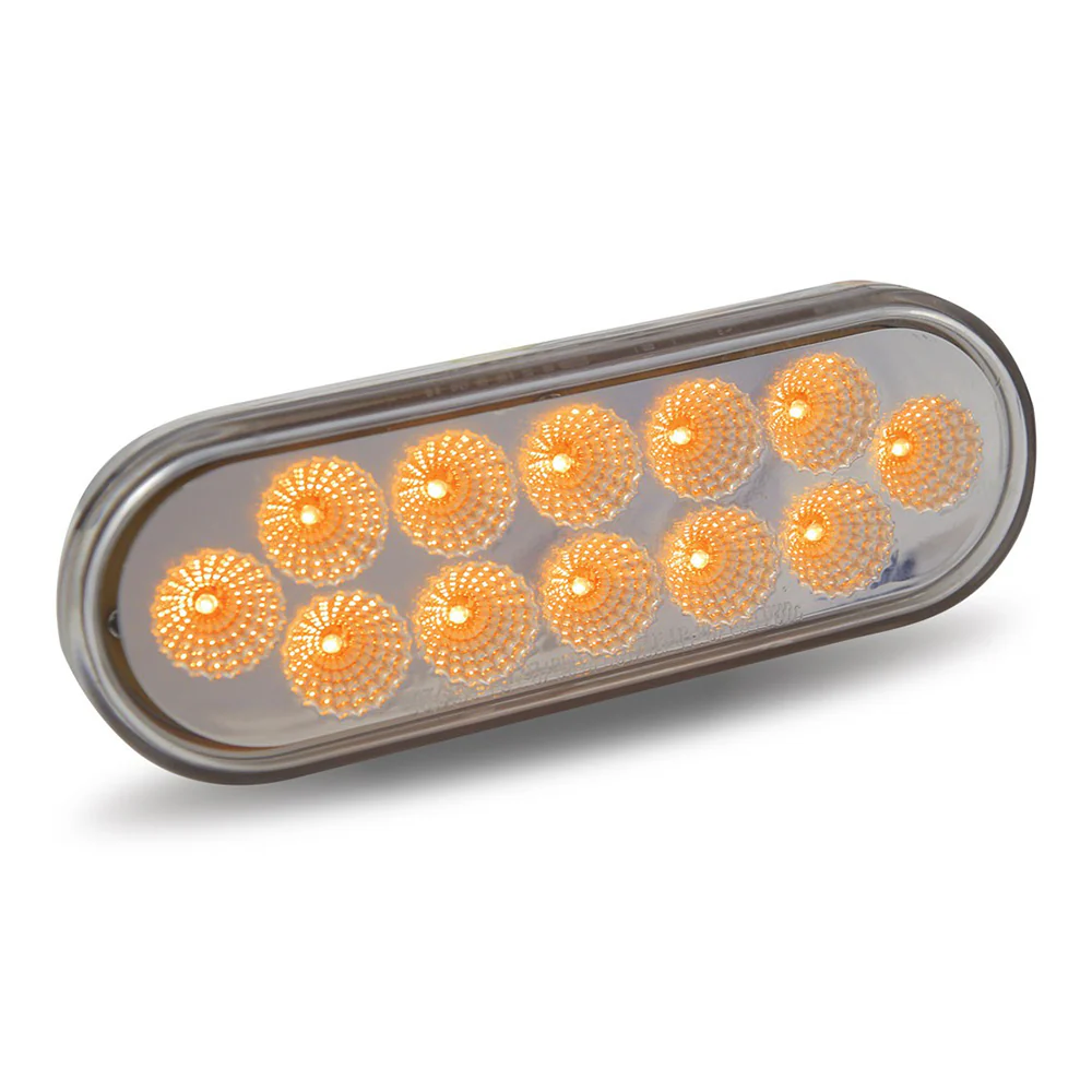 6" Oval Dual Revolution Amber Turn Signal, Marker to Amber Strobe LED Light