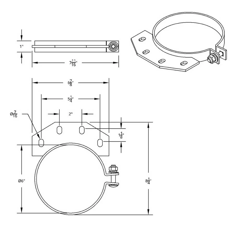 6" Peterbilt Ultra Cab Chrome Exhaust Clamp - Image 2
