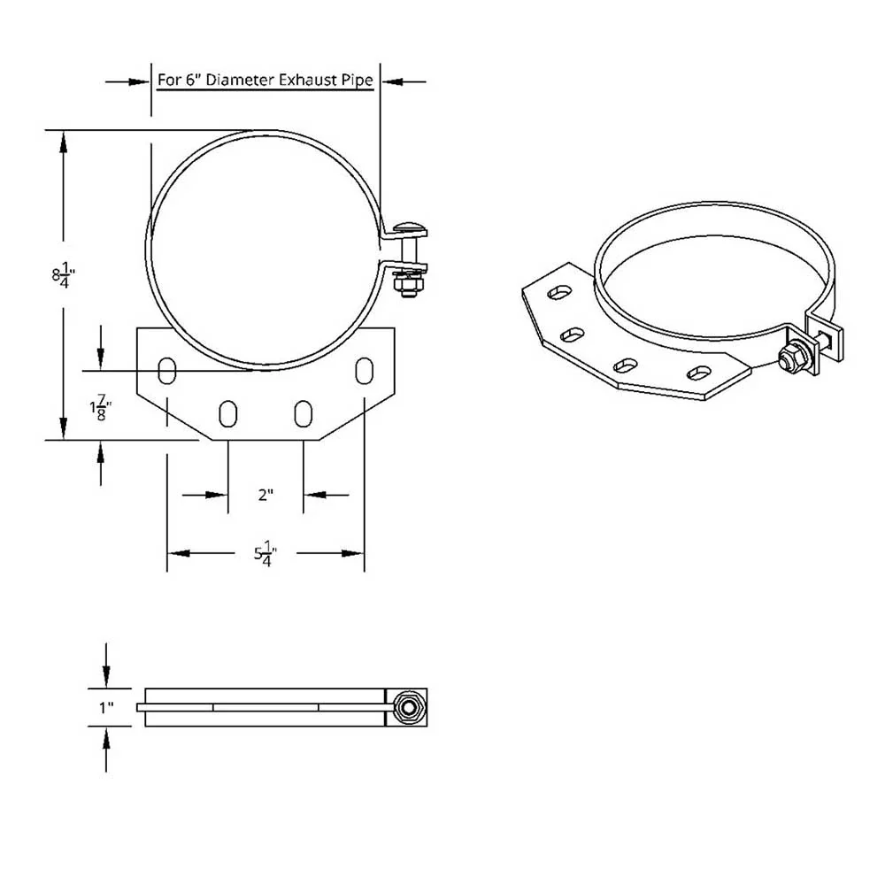 6" Peterbilt Ultra Cab Stainless Steel Exhaust Clamp - Image 2