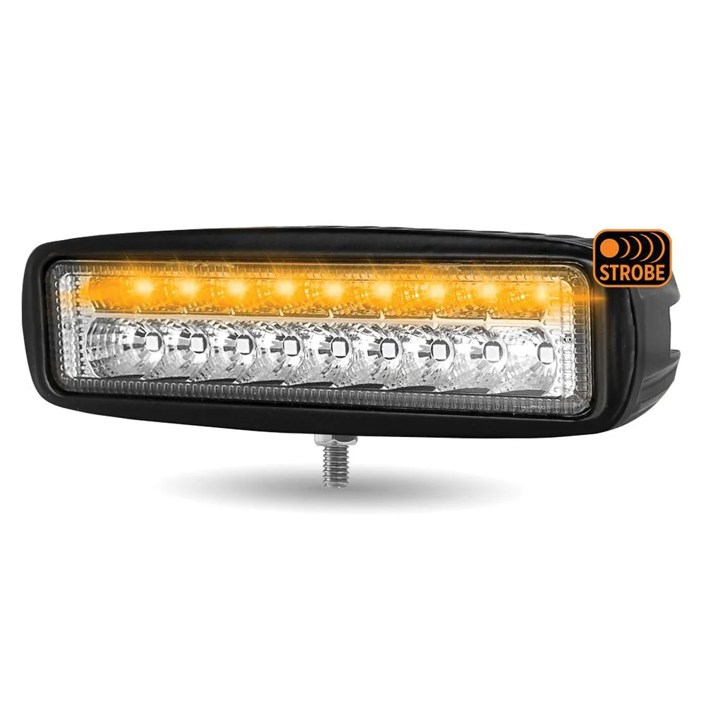6" Rectangular Work Light with Amber Strobe