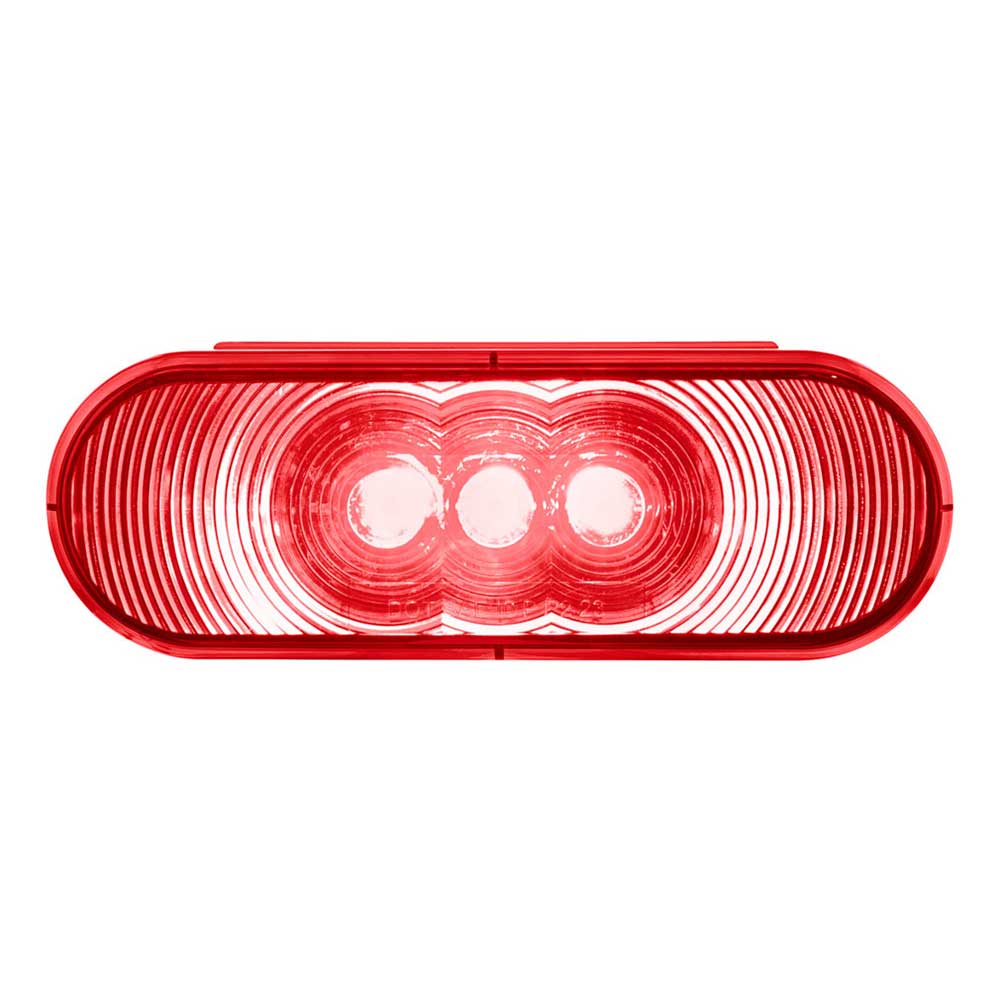6" Red Oval 3 LED Stop, Turn & Tail Light