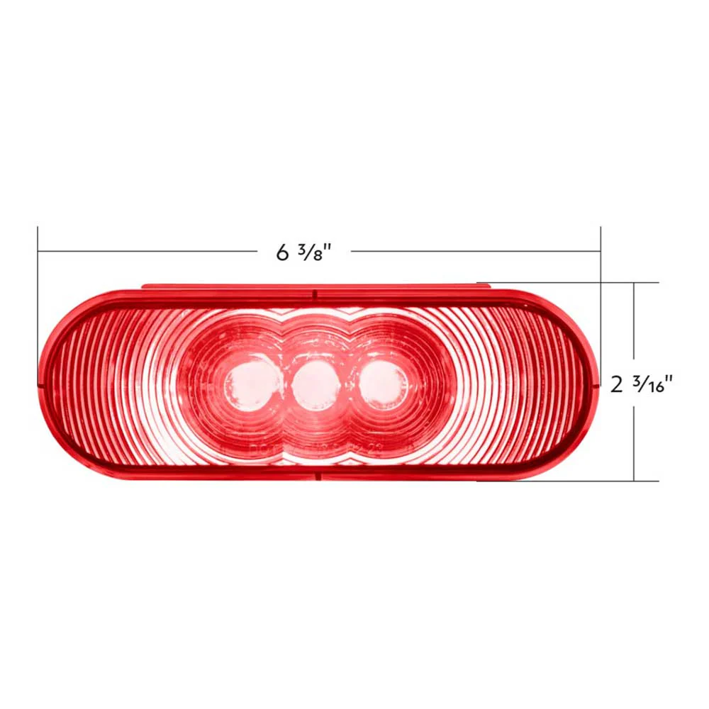 6" Red Oval 3 LED Stop, Turn & Tail Light - Image 7