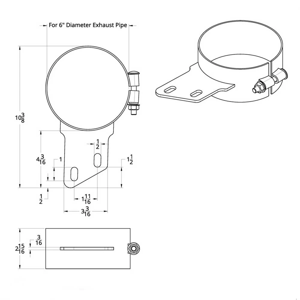 6" Stainless Steel Butt Joint Exhaust Clamp with Angled Bracket - Image 3