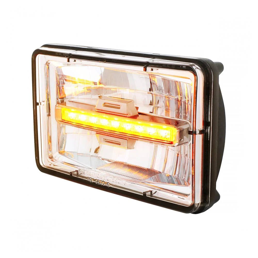 6" x 4" Low Beam LED Headlight with Amber Auxiliary - Image 3