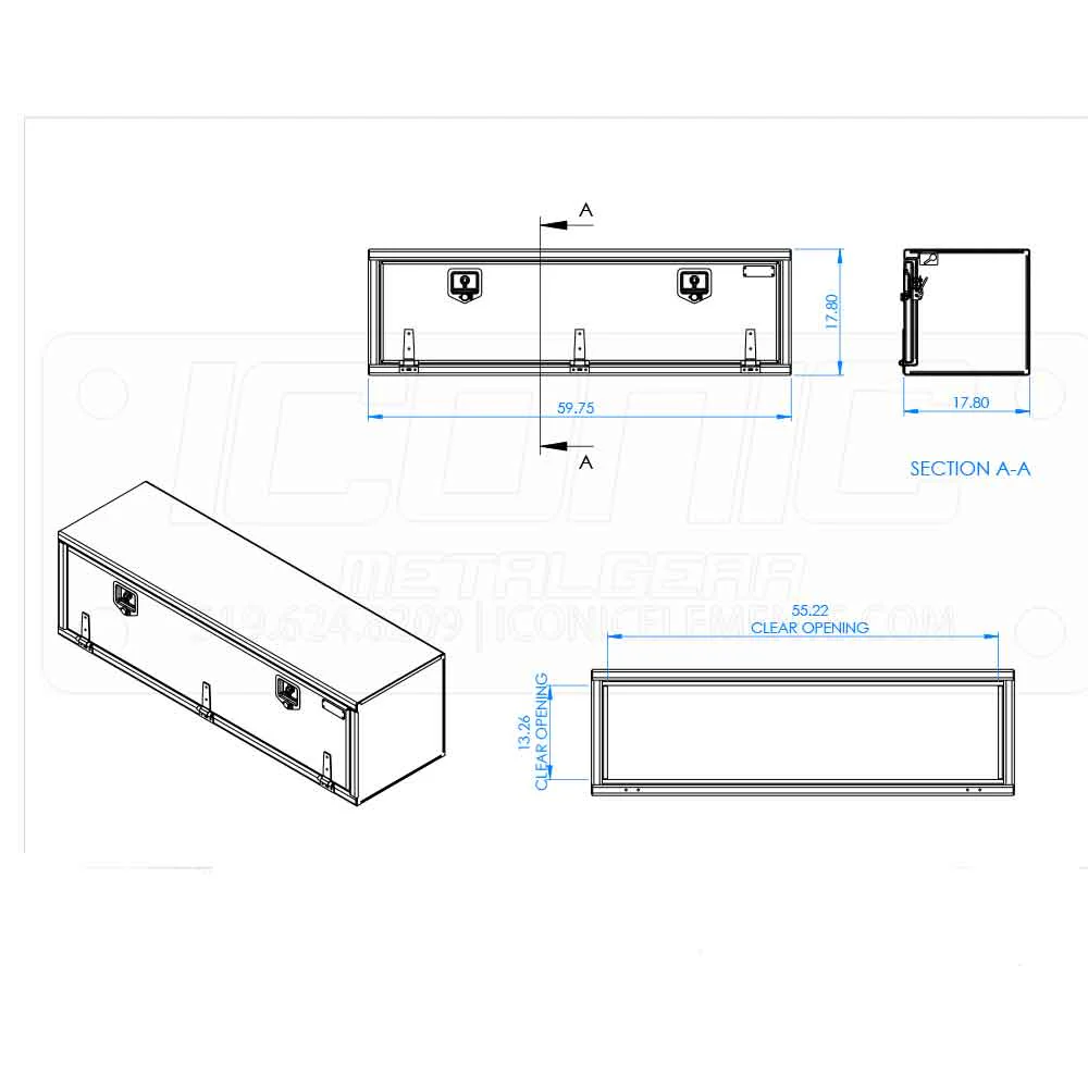 60" x 18" x 18" Checker Fold Down T Handle Tool Box