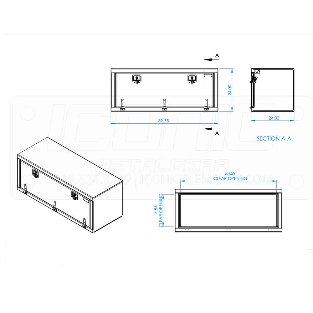 60" x 24" x 24" Checker Fold Down T Handle Tool Box